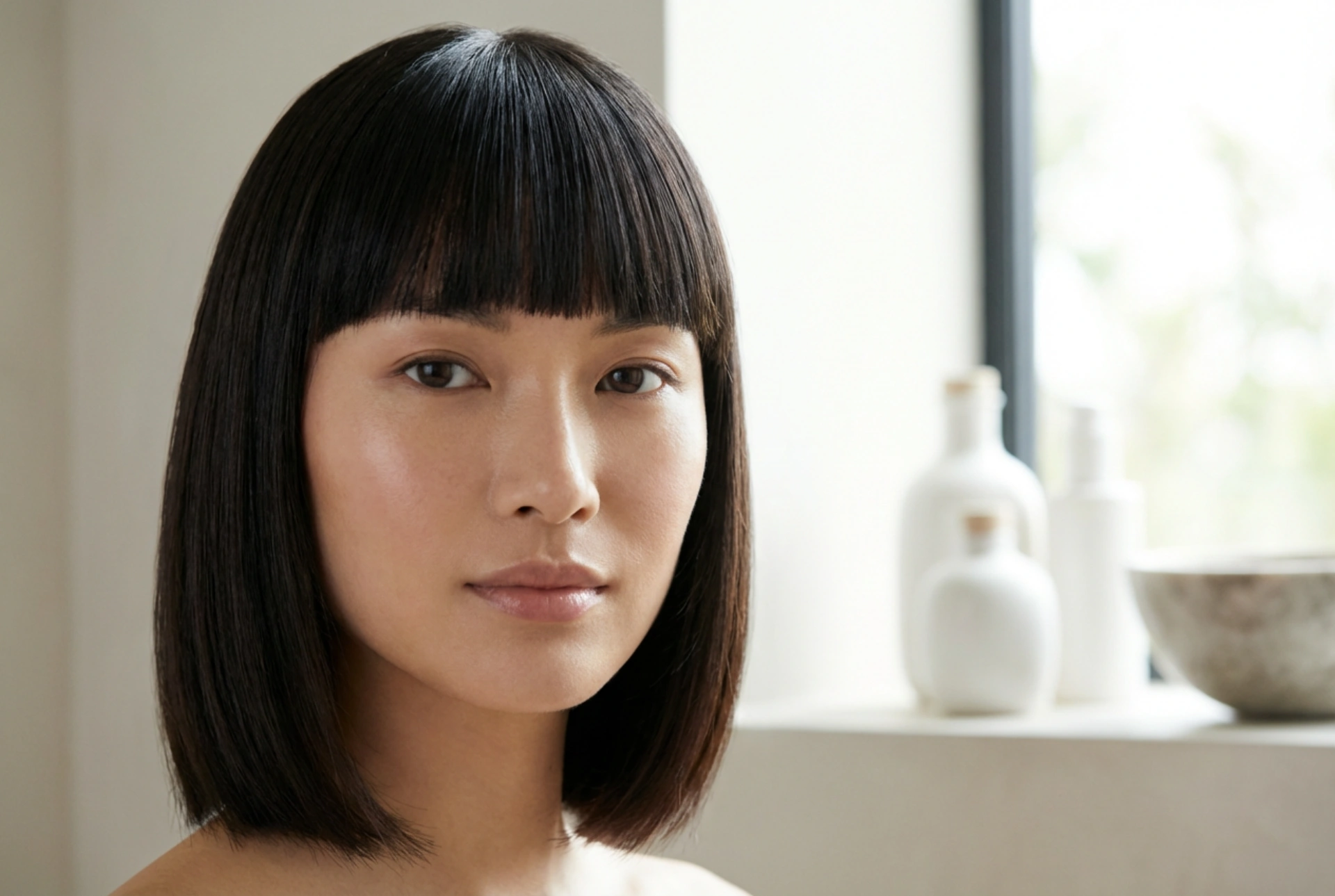 Linii netede: coafură cu breton drept și controlul volumului