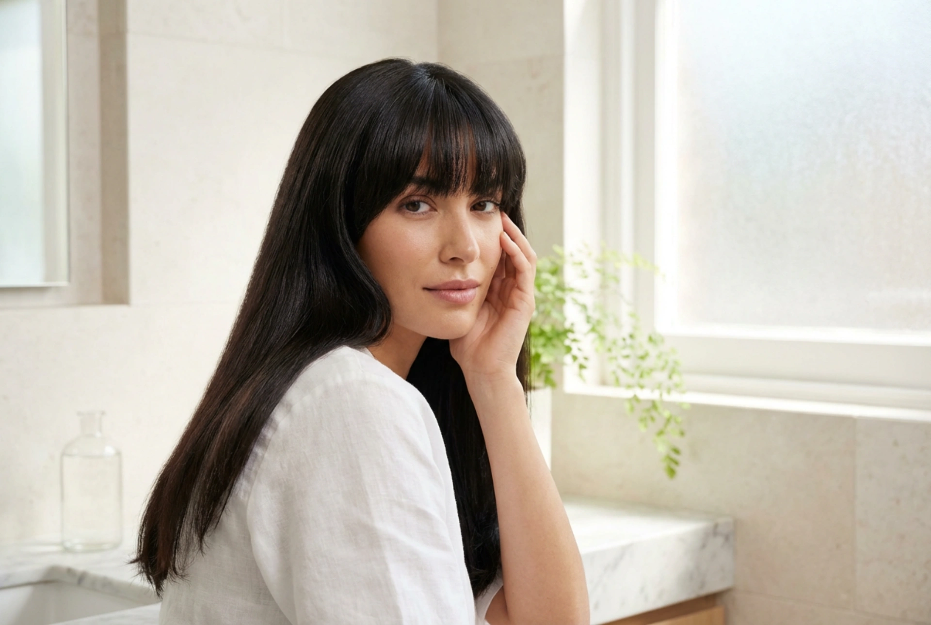 Păr lung cu breton: coafare, volum la rădăcină și netezire