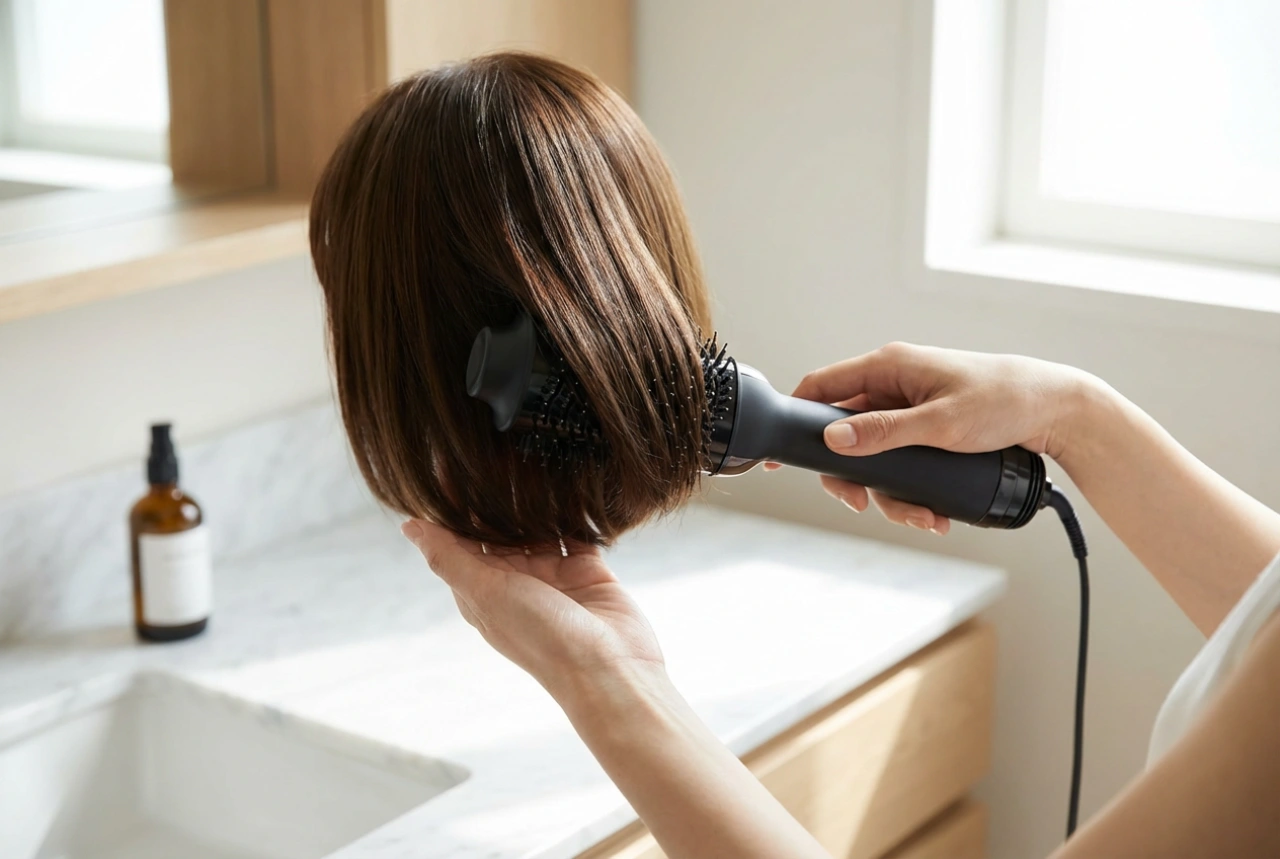 Peria rotativă cu aer cald pentru păr scurt: stilizare pas cu pas