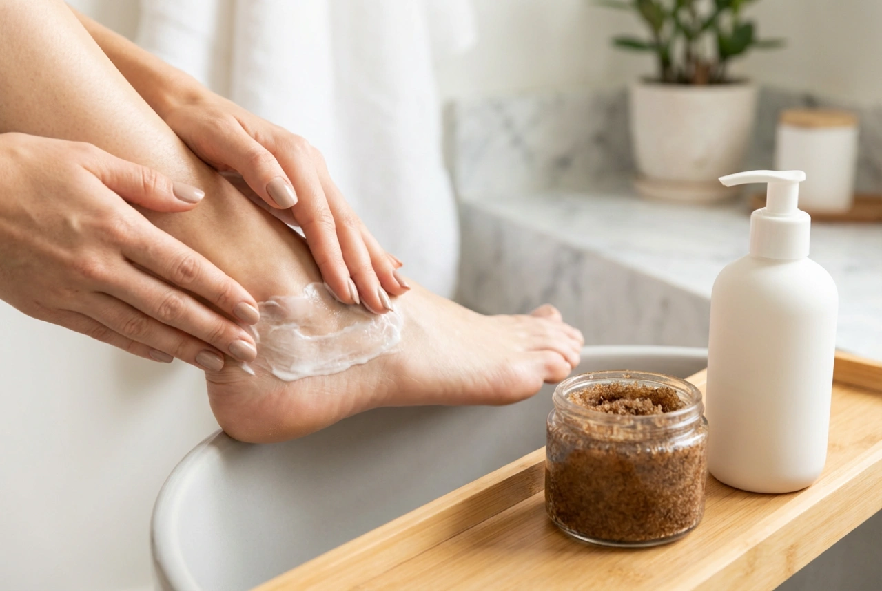 Îngrijirea picioarelor cu calusuri acasă: exfoliere și hidratare