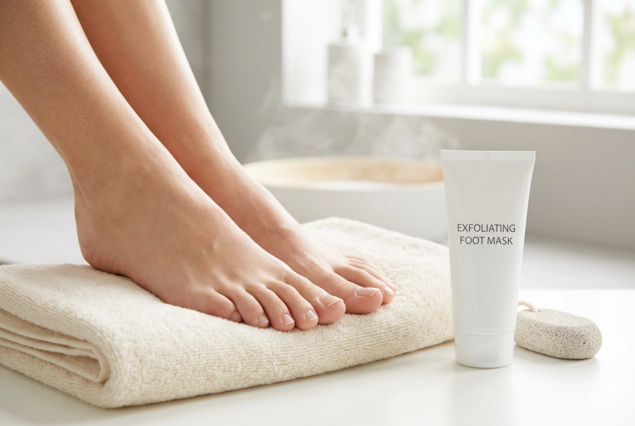 Mască exfoliantă pentru picioare: utilizare sigură în pedichiura de acasă
