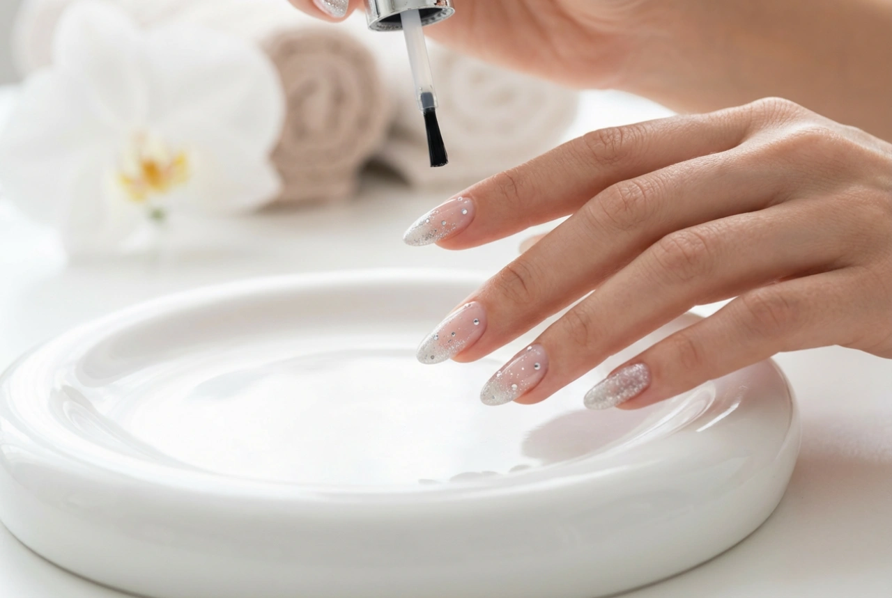 Decorațiuni pentru unghii hibride: cum să le aplici și să le fixezi cu top coat