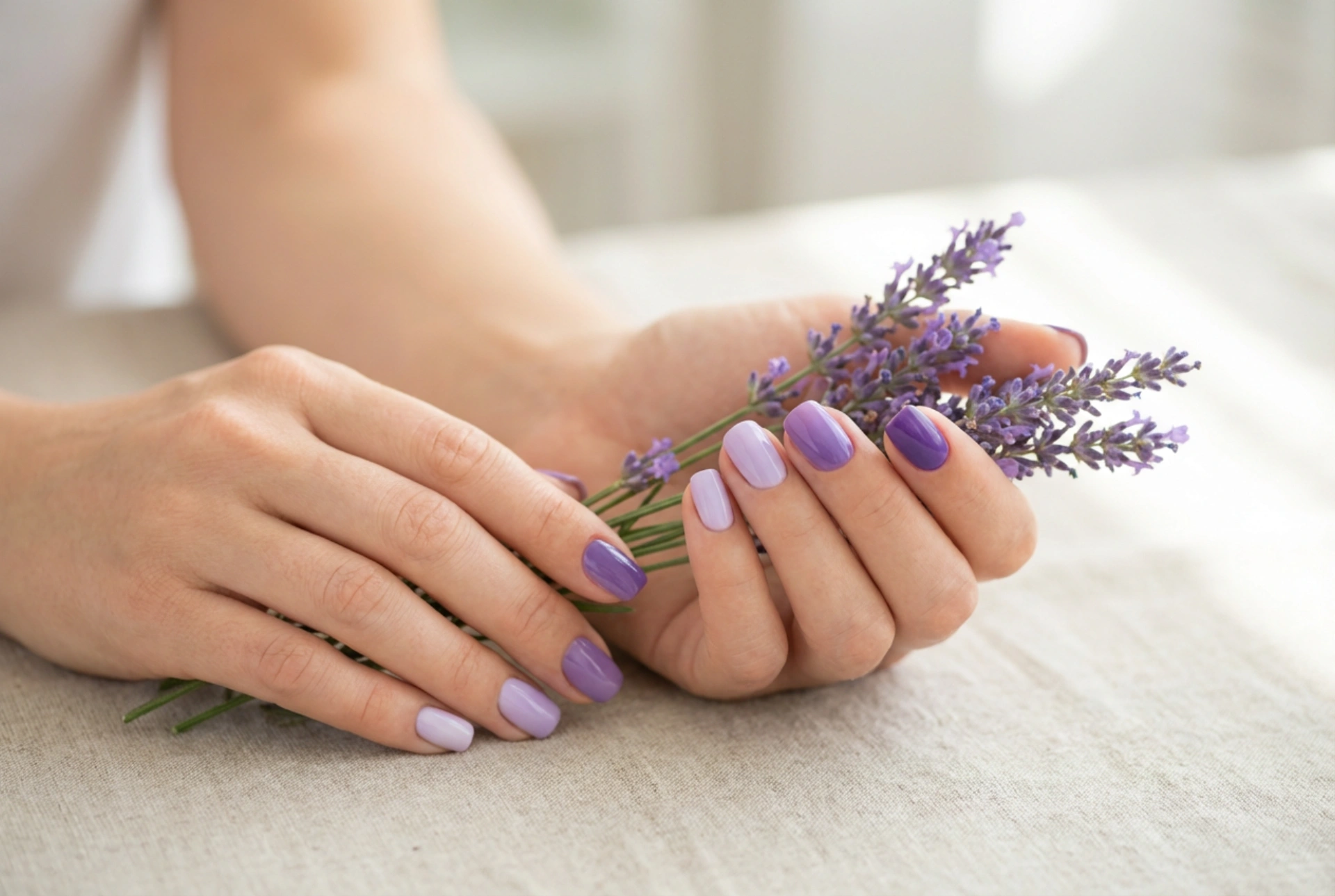 Manichiura hibridă lavandă: alegerea nuanței, finisajul și accentele florale