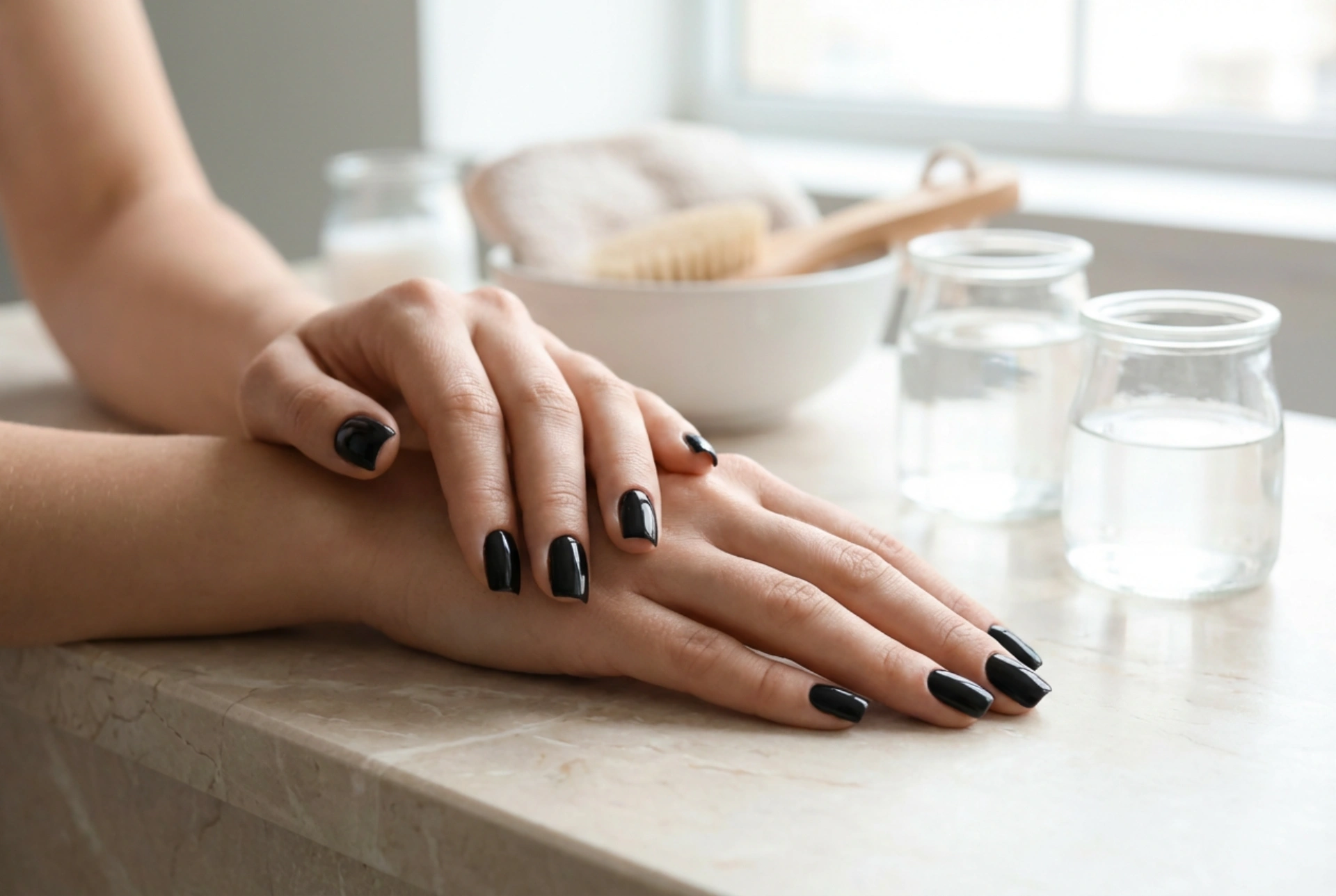 Unghii negre pătrate: cum să le dai forma corectă și să le vopsești uniform
