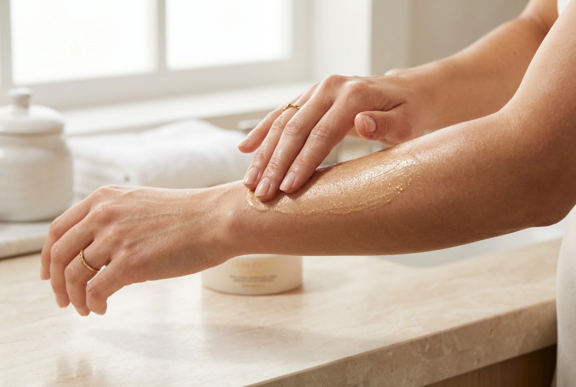 Loțiune de corp cu particule de aur: cum să obții o strălucire subtilă fără pete