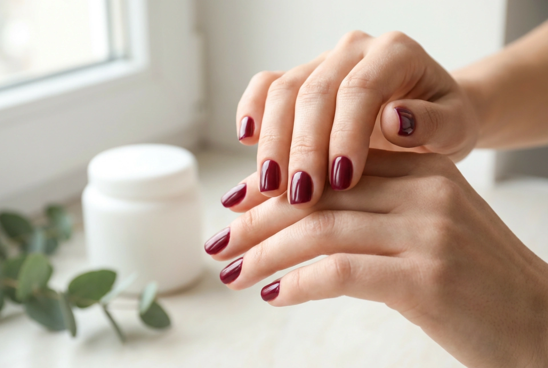 Unghii vișinii: manichiura scurtă care subțiază și oferă eleganță mâinilor