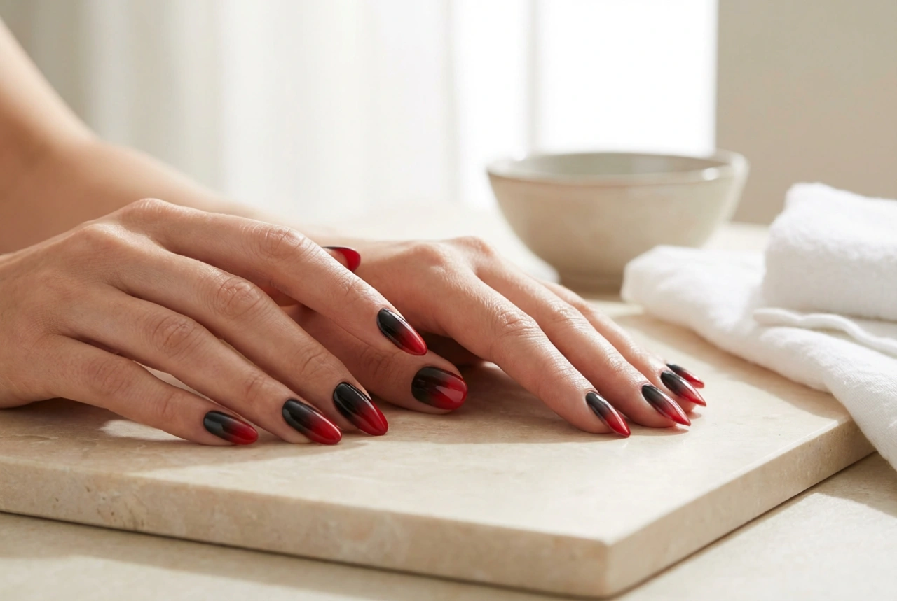 Unghii negre și roșii: combinații de culori, ombre și modele