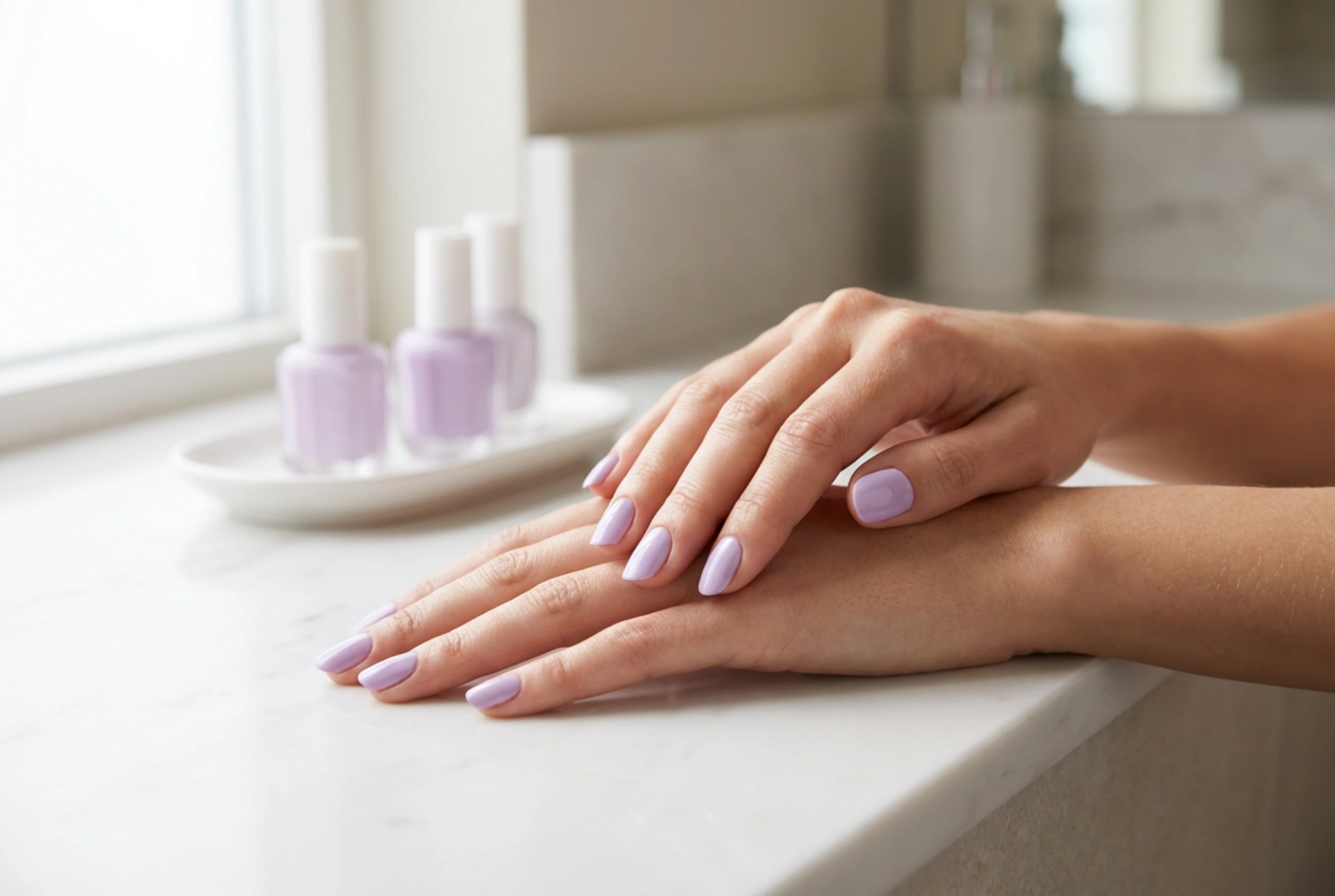Unghii violet pastel: manichiură delicată pas cu pas, fără urme