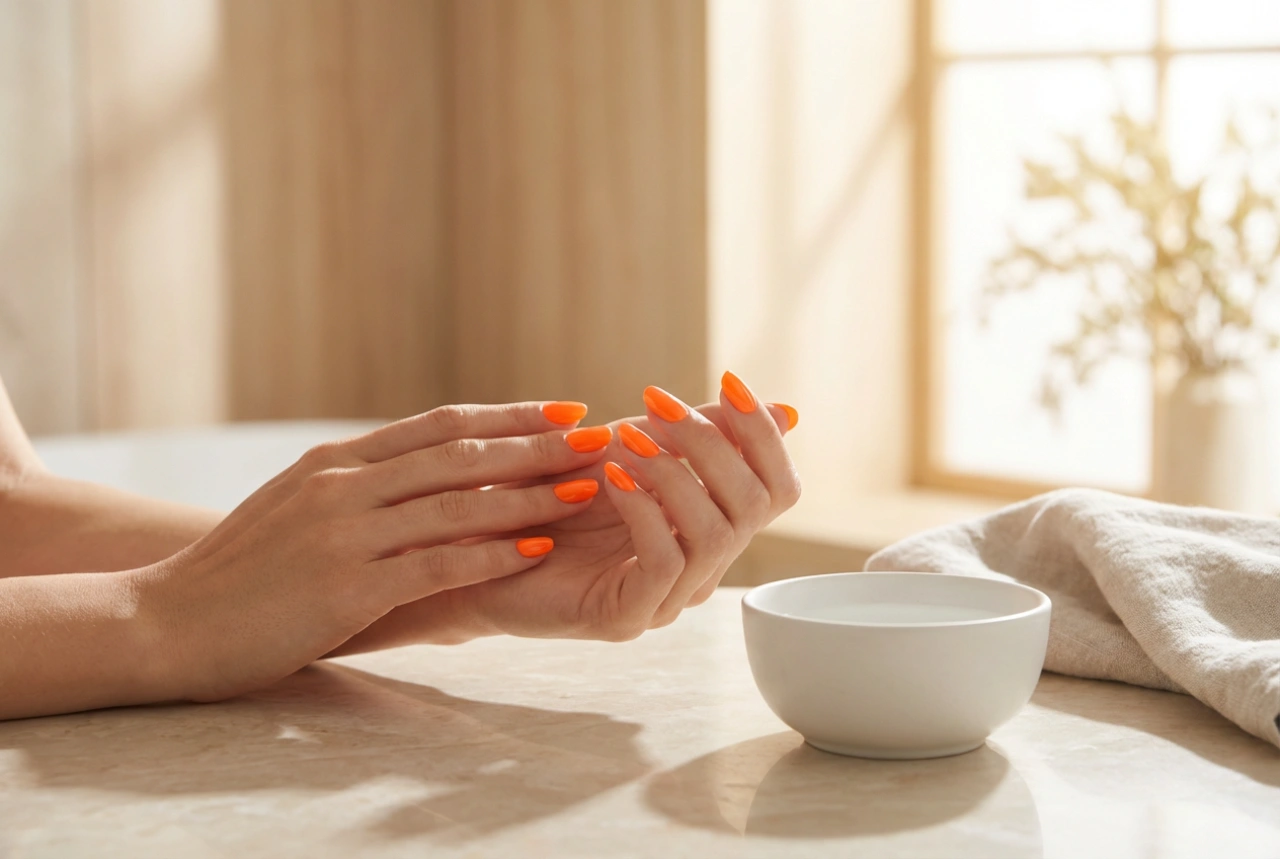 Unghii portocalii neon: Culoare intensă și acoperire perfectă