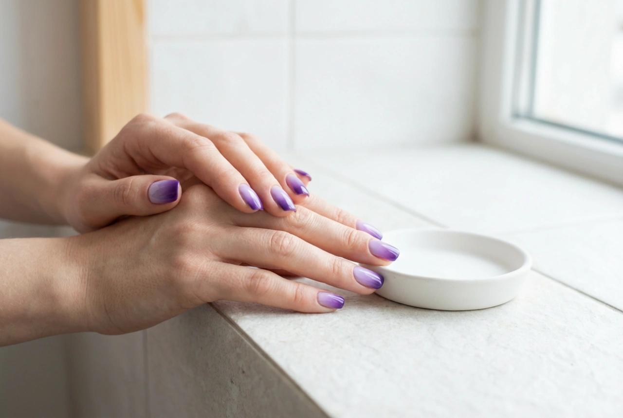 Unghii ombre violet: de la alegerea nuanțelor la realizarea treptată a degradeului