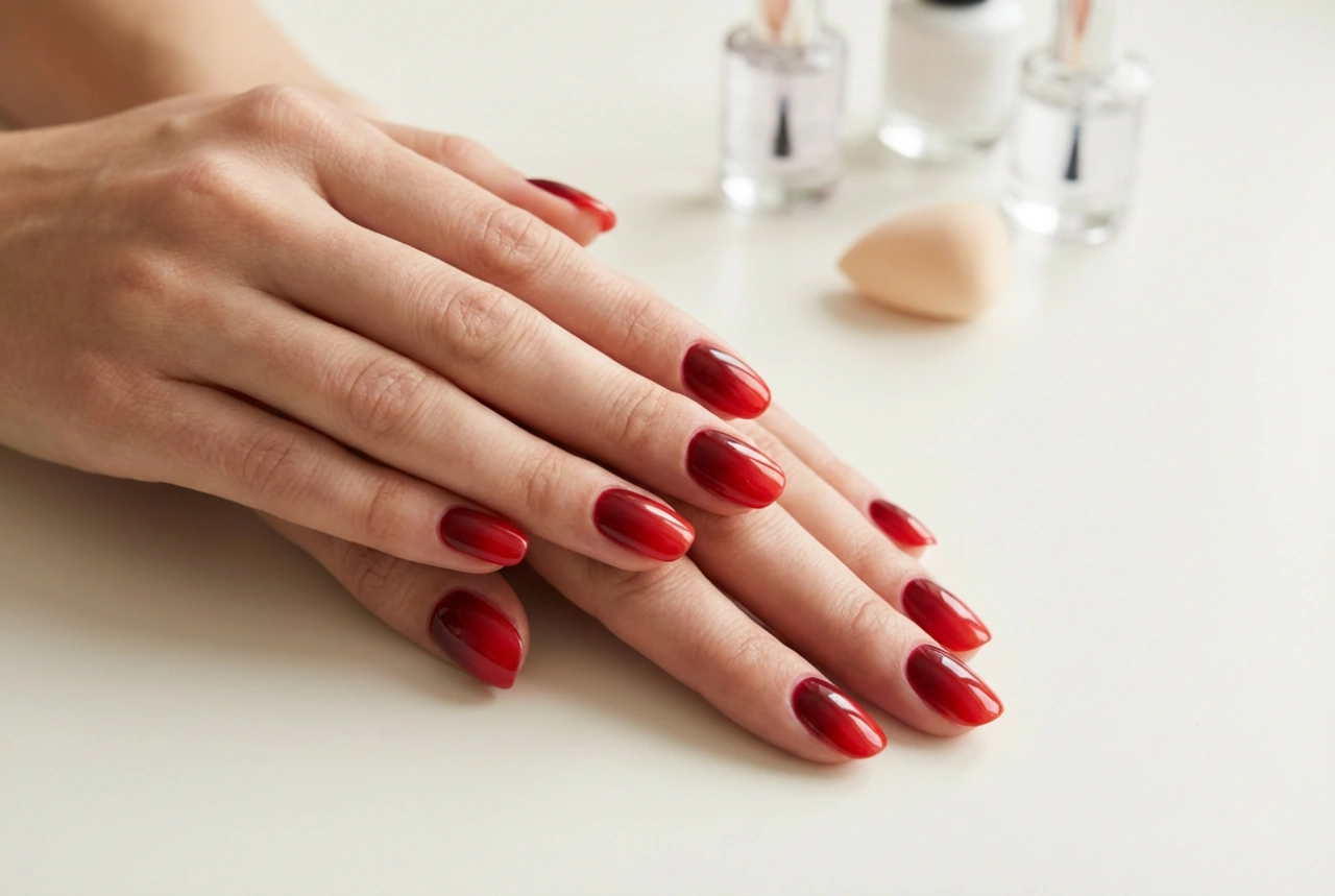 Manichiura Ombre Roșie: Alegerea Nuanțelor, Tehnica cu Buretele și Sigilarea cu Top Coat