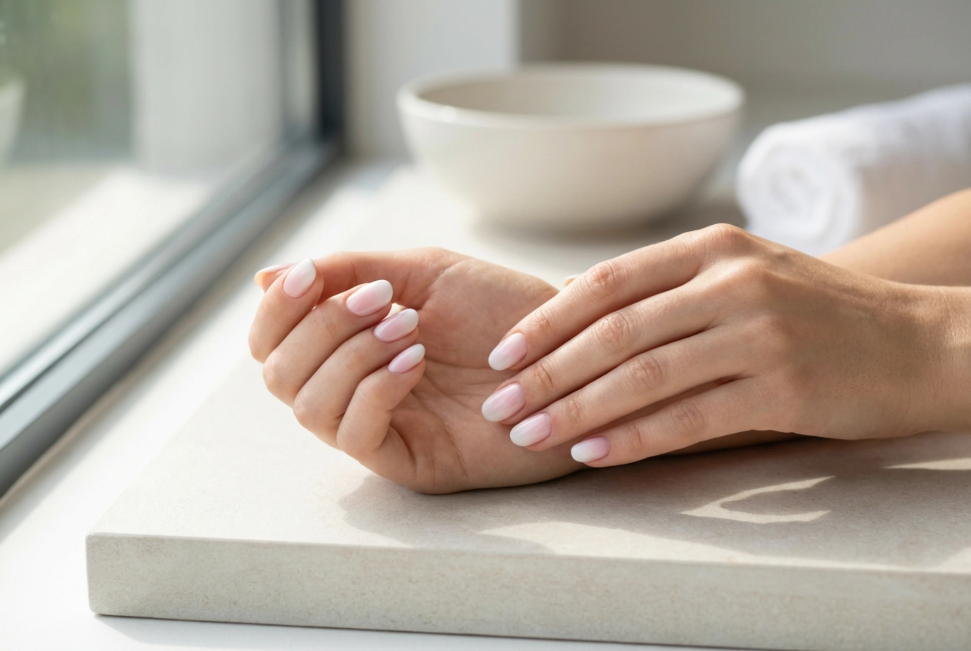 Cum să realizezi manichiura ombre alb-roz: burete, estompare, top coat