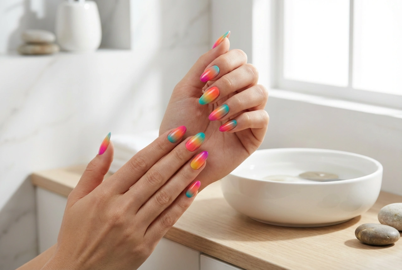 Unghii ombre colorate: tehnici de combinare a mai multor nuanțe