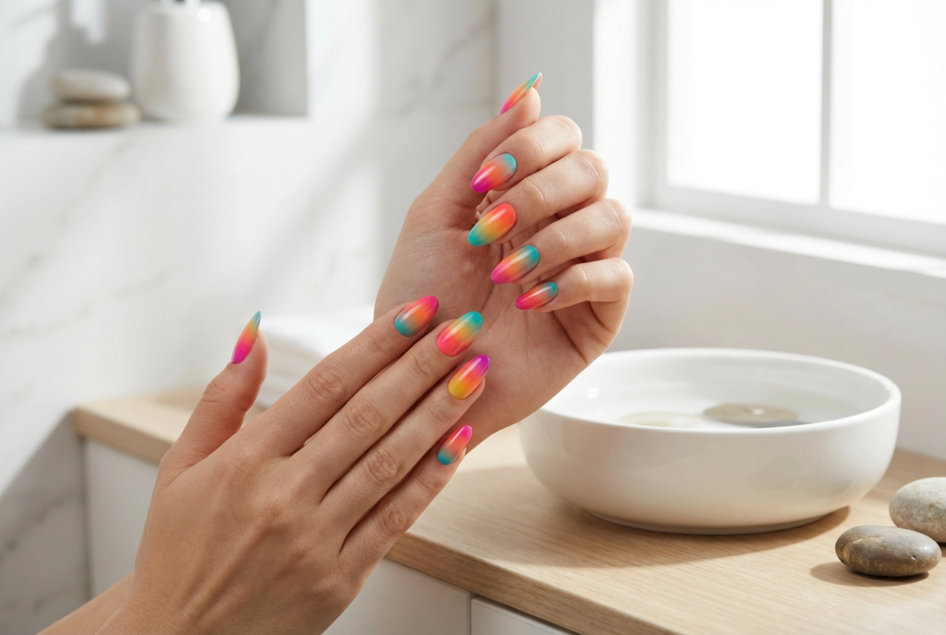 Unghii ombre colorate: tehnici de combinare a mai multor nuanțe