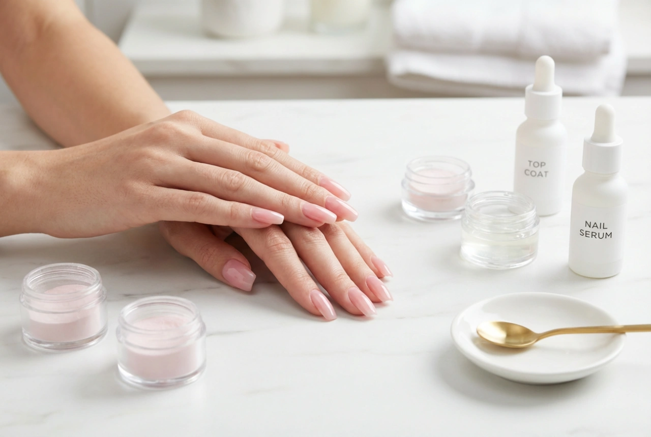 Unghii roz strălucitoare: cum obții efectul de oglindă cu pigmenți și top coat