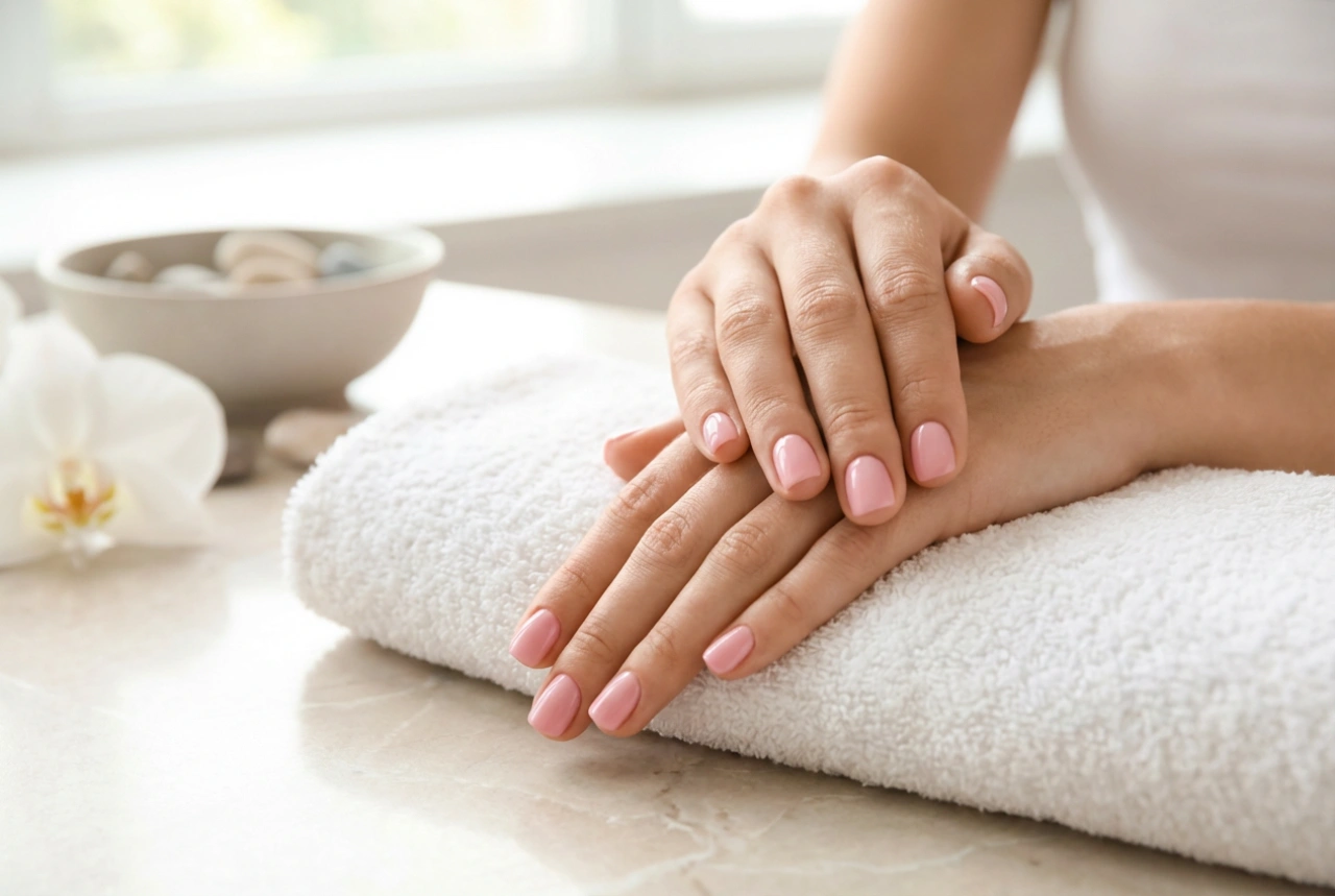 Manichiura hibridă pe unghii scurte: alungire optică și proporții