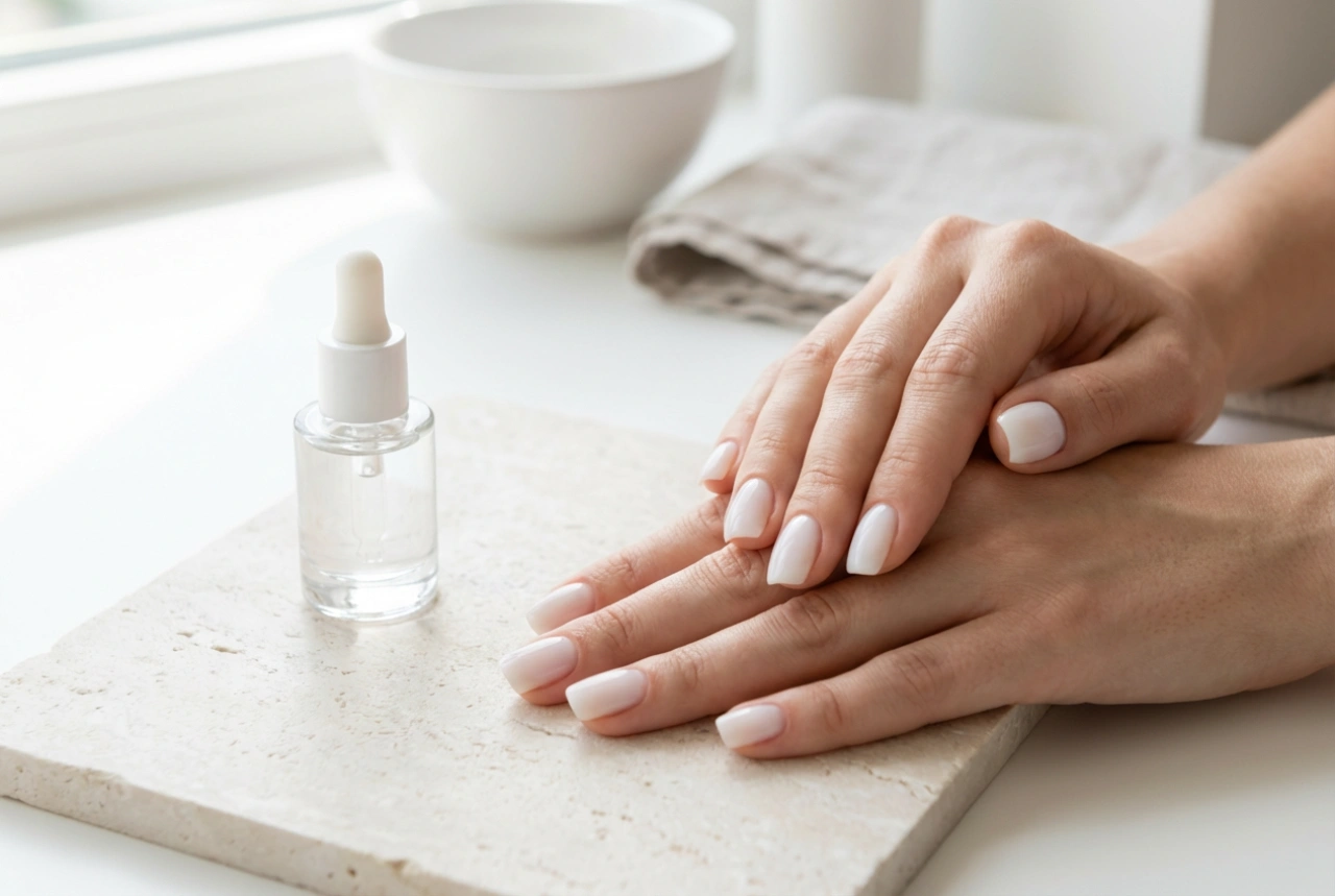 Manichiura hibridă lăptoasă: efectul natural milky nails pas cu pas