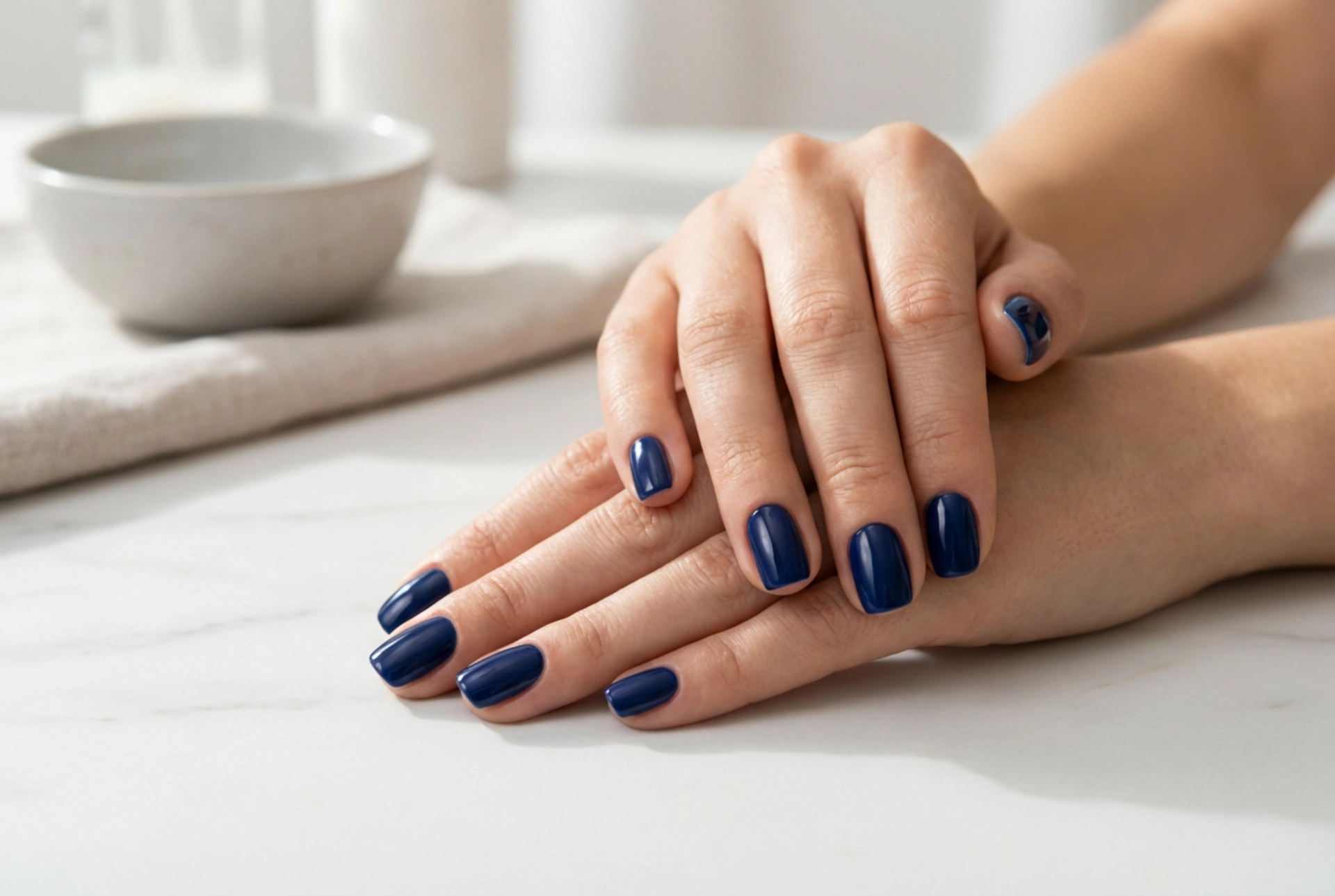 Oja semipermanentă bleumarin: acoperire perfectă fără inundarea cuticulelor