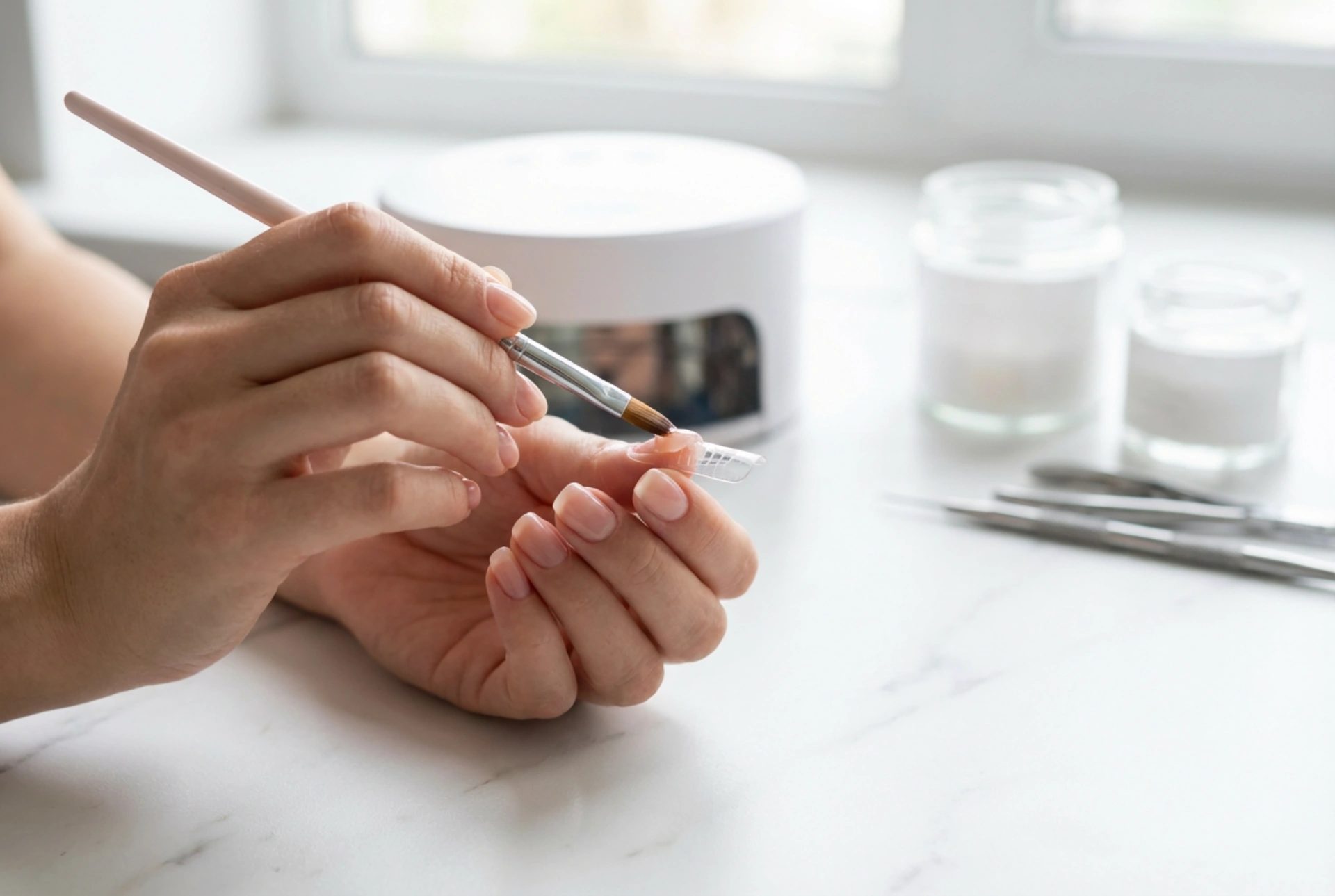 Gel pentru extensia unghiilor: tipuri, aplicare pe șablon și întărire