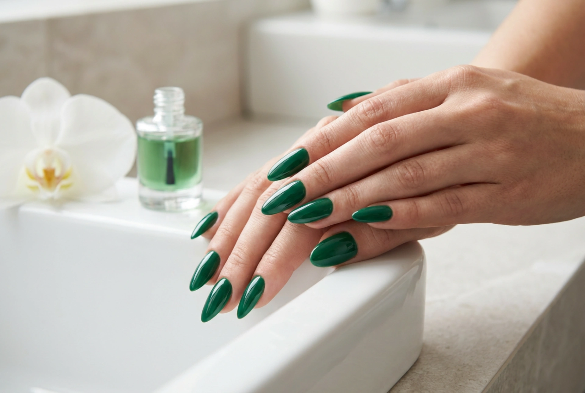 Ojă verde fără urme: pregătirea unghiei, aplicarea straturilor și finisarea perfectă