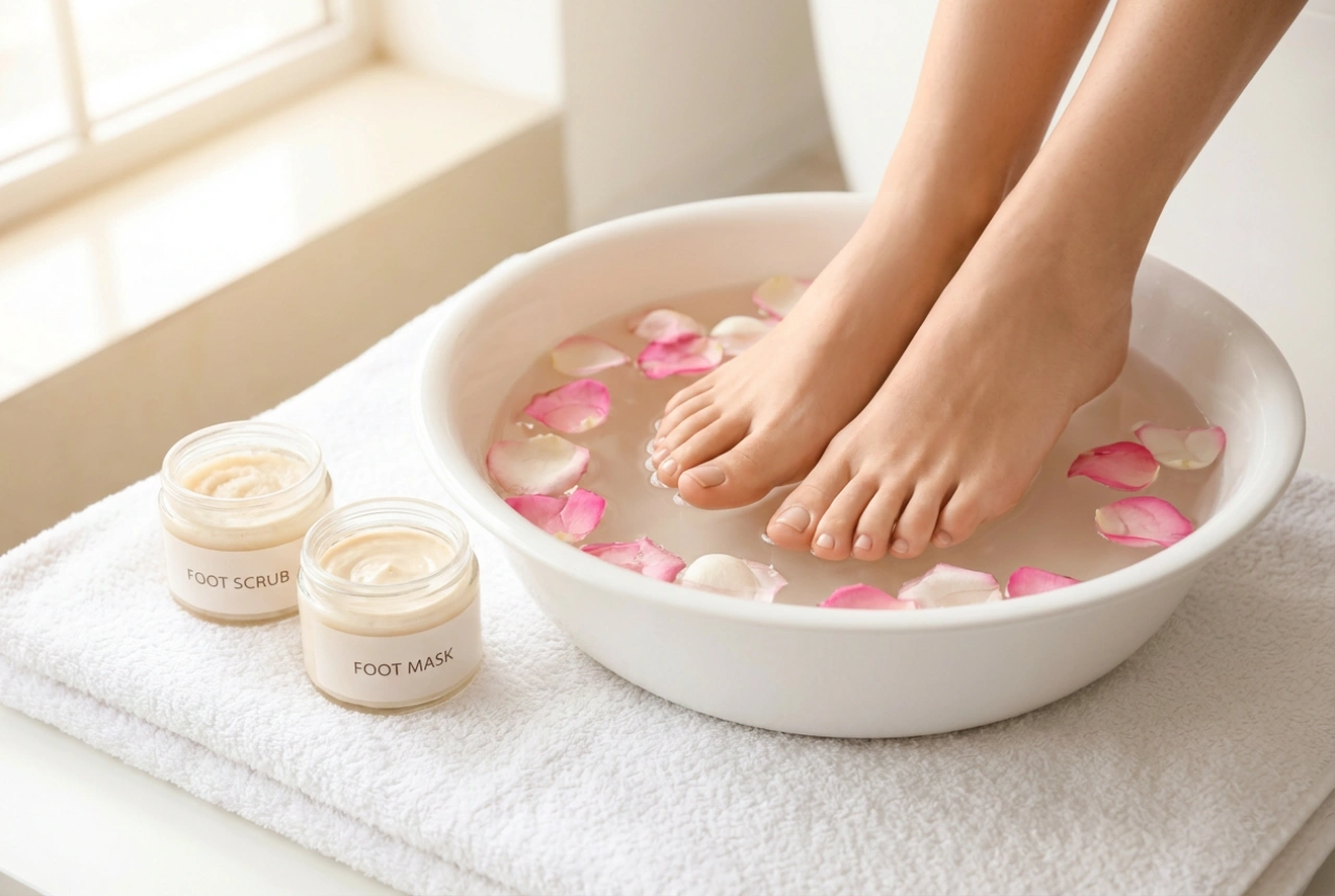 Pedichiură SPA: relaxare acasă, înmuiere, exfoliere și mască pentru picioare