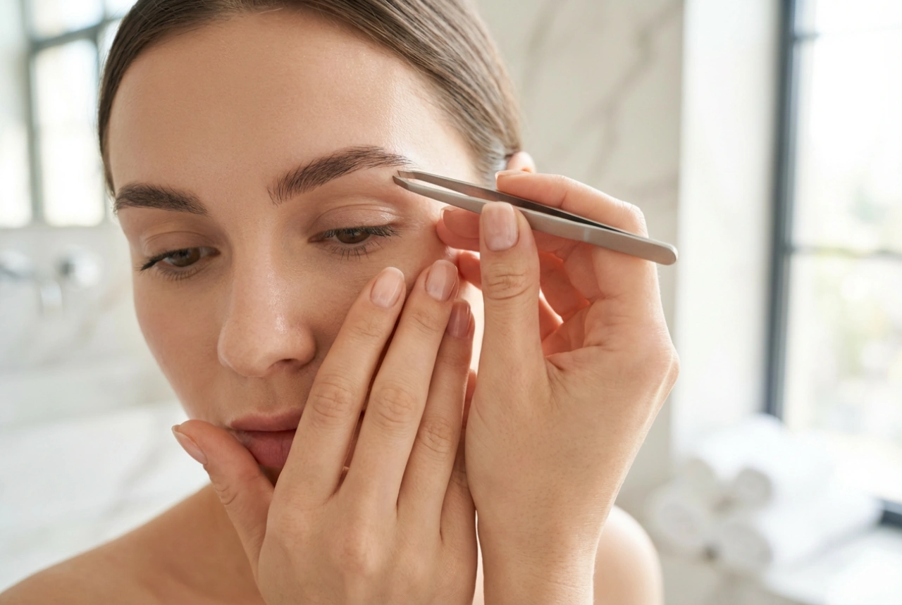 Pensarea sprâncenelor cu penseta: cum să reduci durerea și să menții simetria