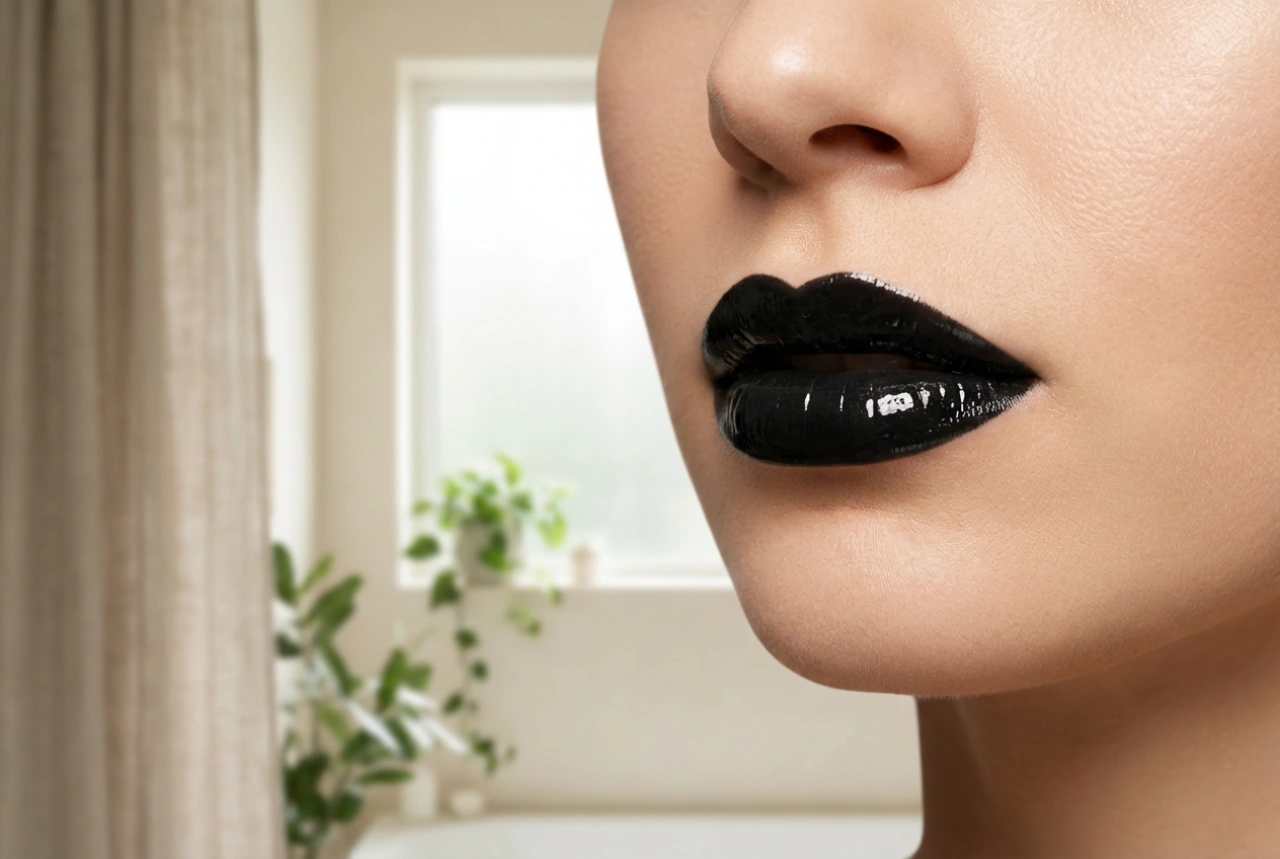 Luciul de buze negru: de la goth la glam, aplicare perfectă fără pete