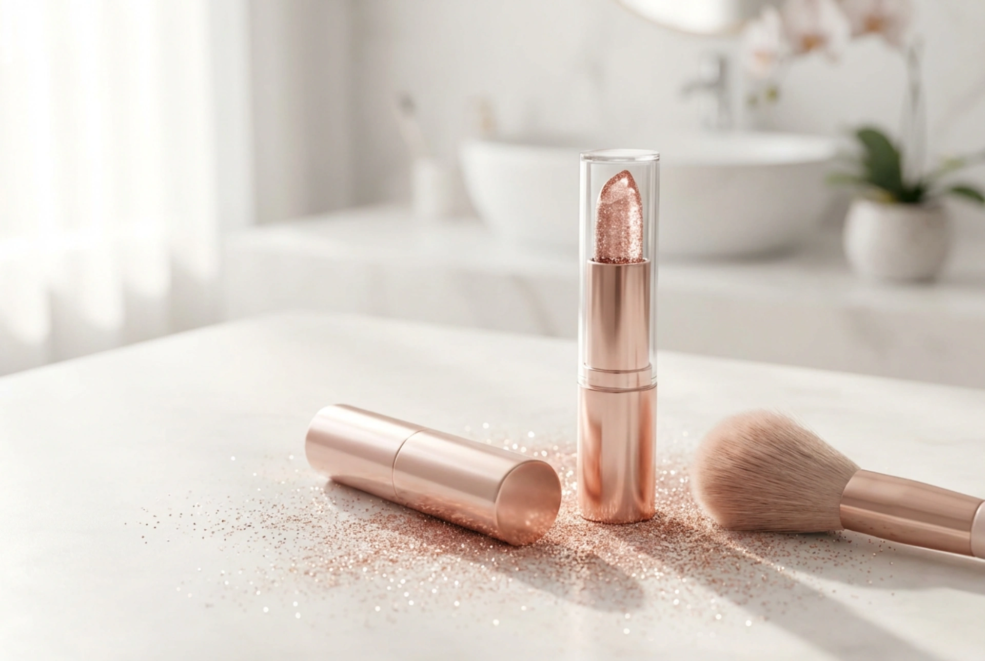 Rujul cu sclipici: cum se aplică pentru o strălucire uniformă și de durată