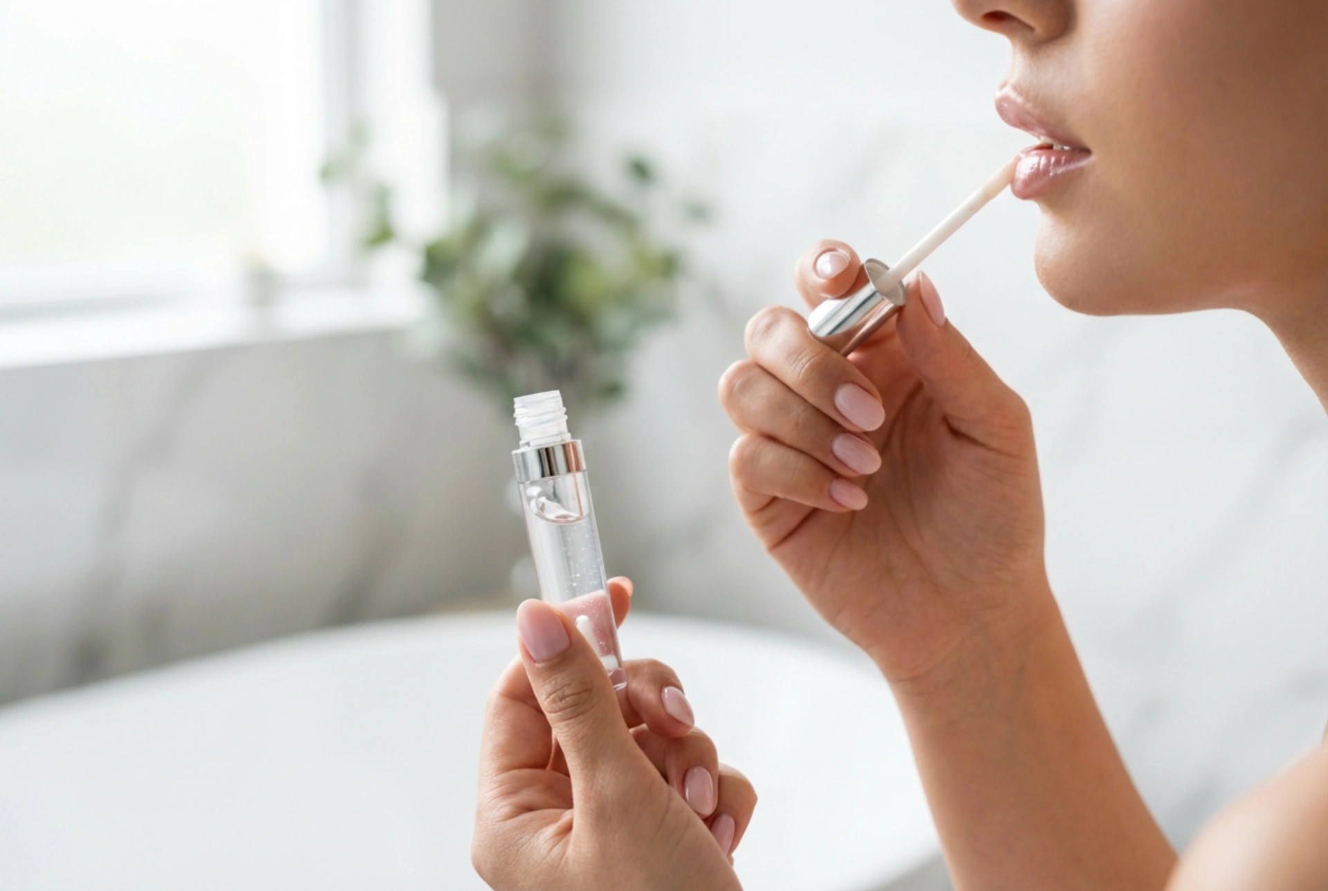 Luciu de buze fără efect lipicios: aplicare, stratificare, fixare